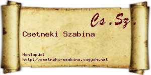 Csetneki Szabina névjegykártya